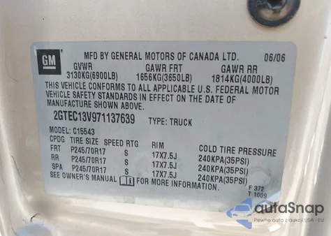 2007 GMC Sierra 1500 Classic Sl z USA, uszkodzony, nr VIN 2GTEC13V971137639